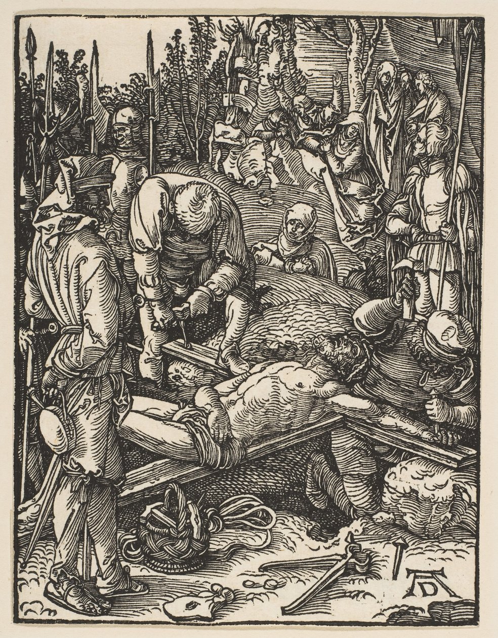 Cristo clavado en la cruz, de La Pequeña Pasión de Albrecht Dürer