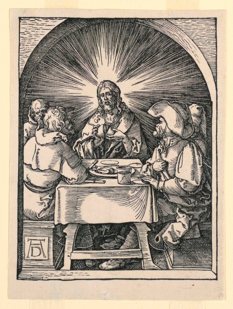 Cristo en Emaús, de la serie La pequeña pasión de Albrecht Dürer