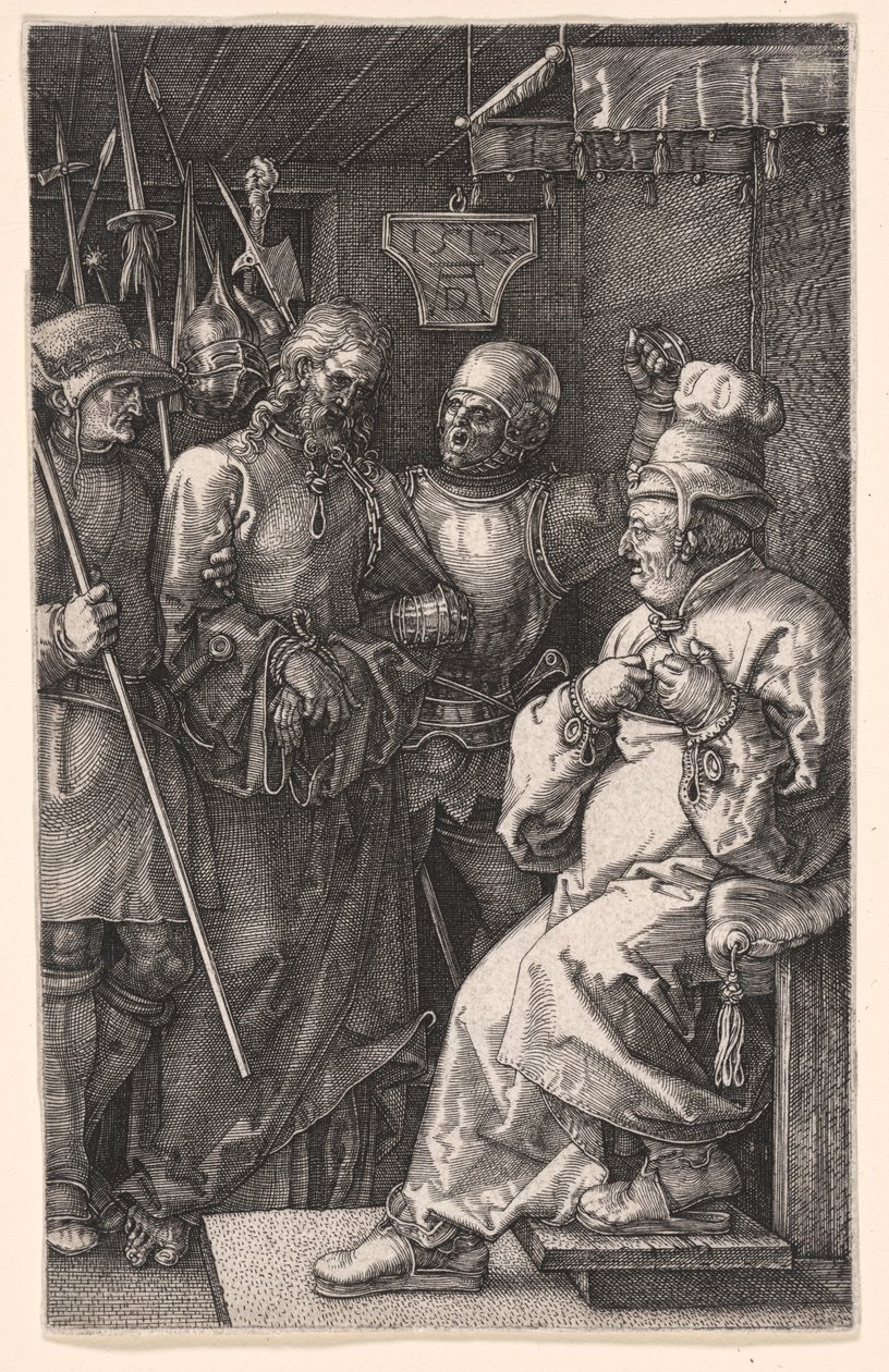 Cristo ante Caifás, de La Pasión grabada de Albrecht Dürer