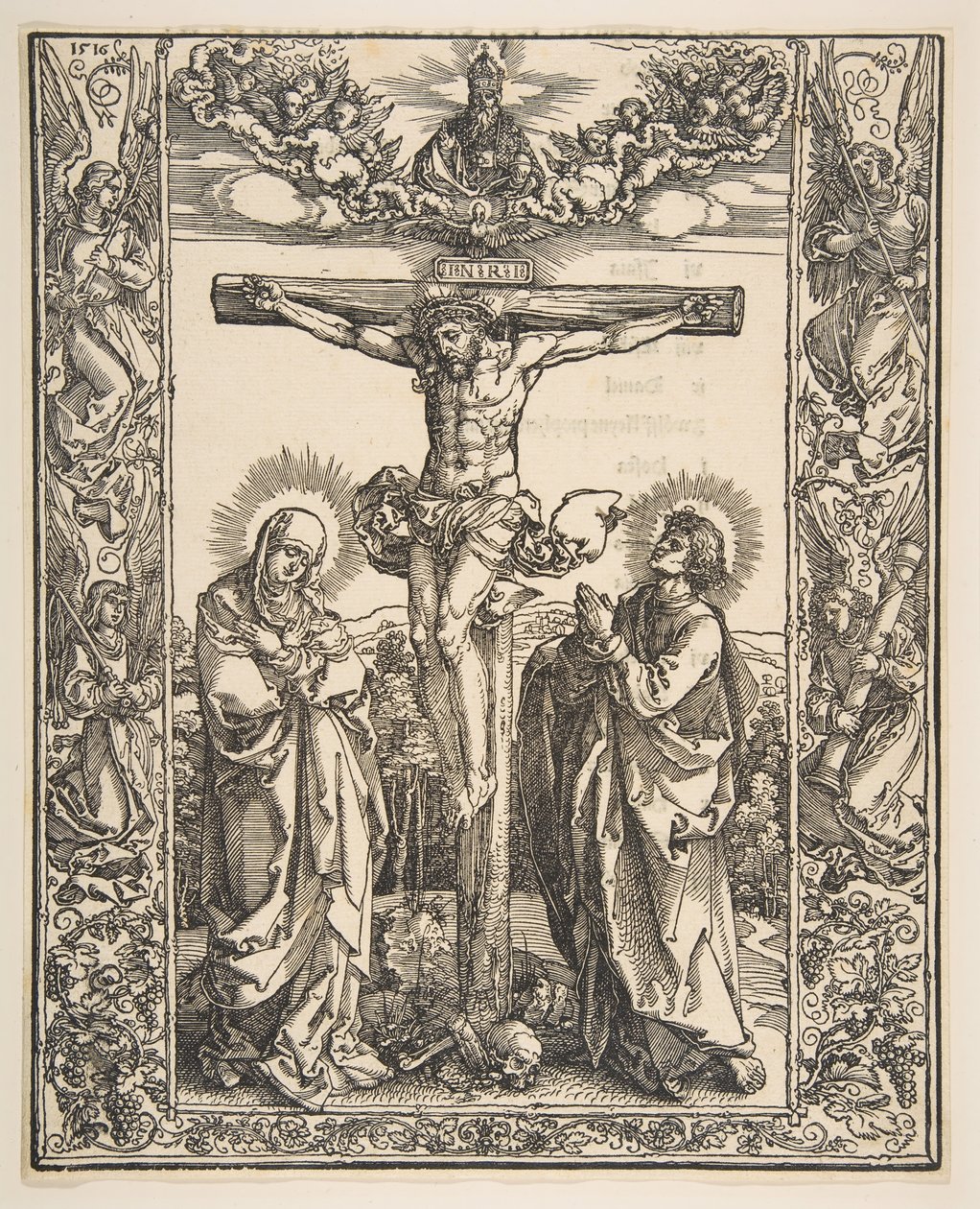 Cristo en la Cruz entre la Virgen y San Juan, 1516 de Albrecht Dürer