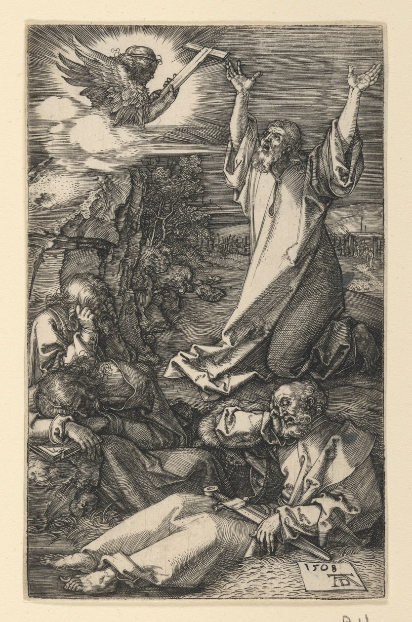 Cristo en el monte de los Olivos, de La Pasión grabada de Albrecht Dürer