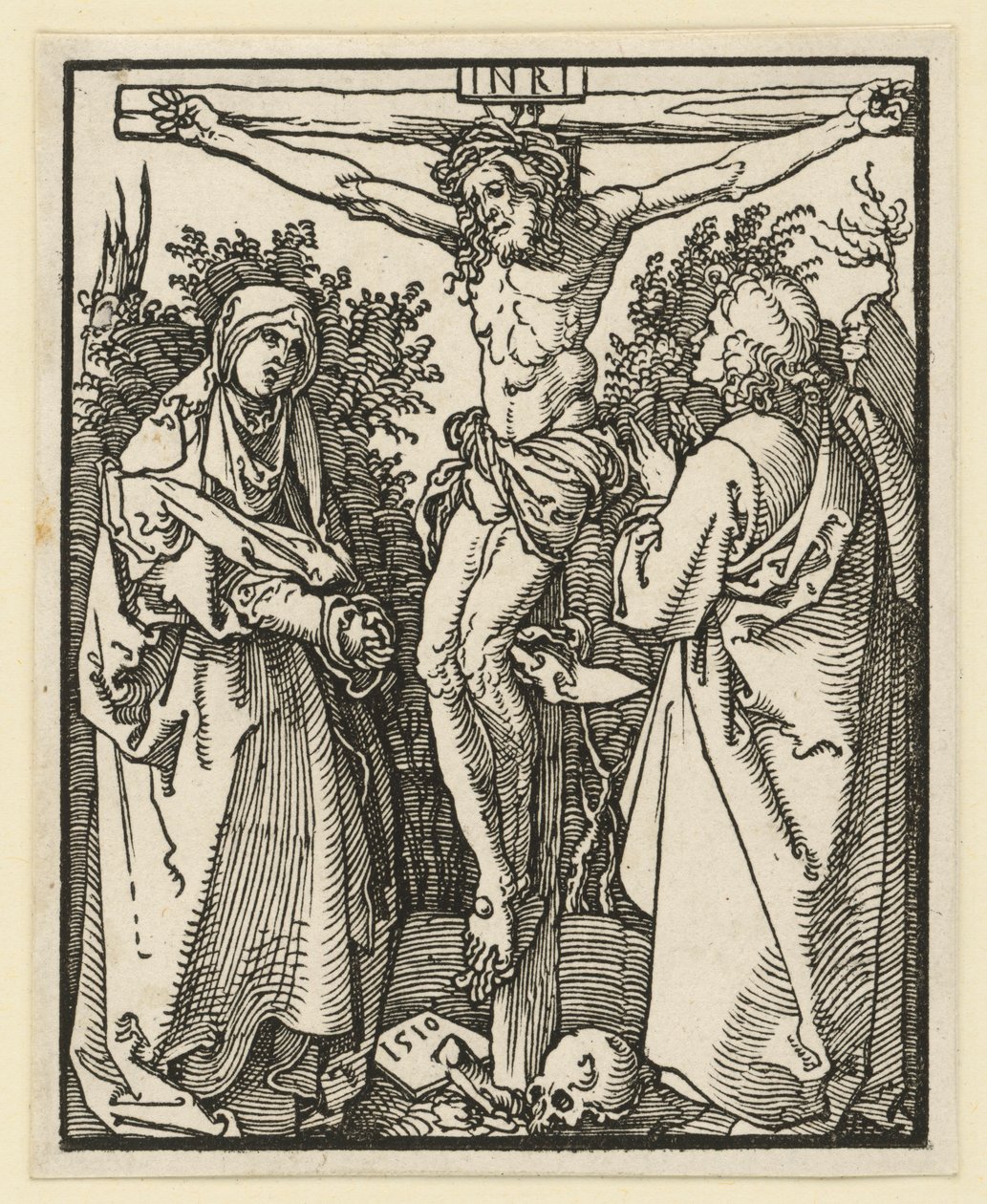 Cristo en la cruz con María y Juan de Albrecht Dürer