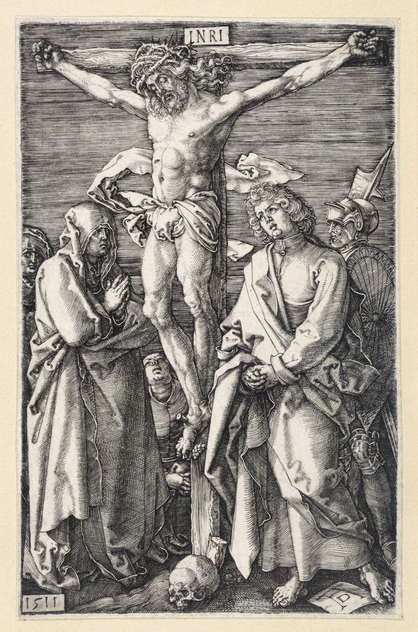 Cristo en la cruz entre María y Juan (Pasión grabada) de Albrecht Dürer