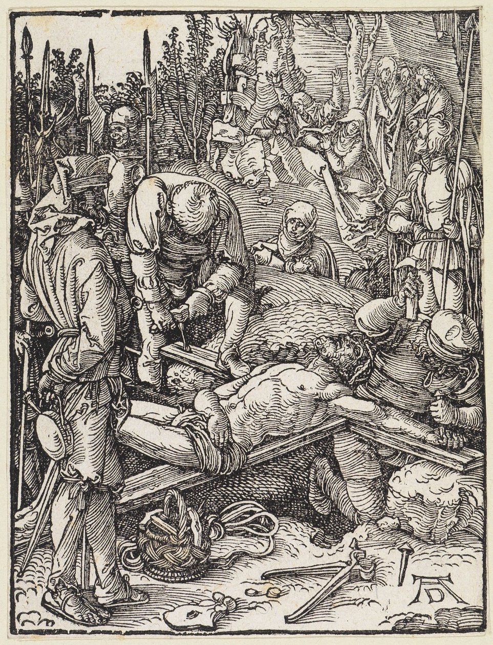 Cristo es clavado en la cruz de Albrecht Dürer