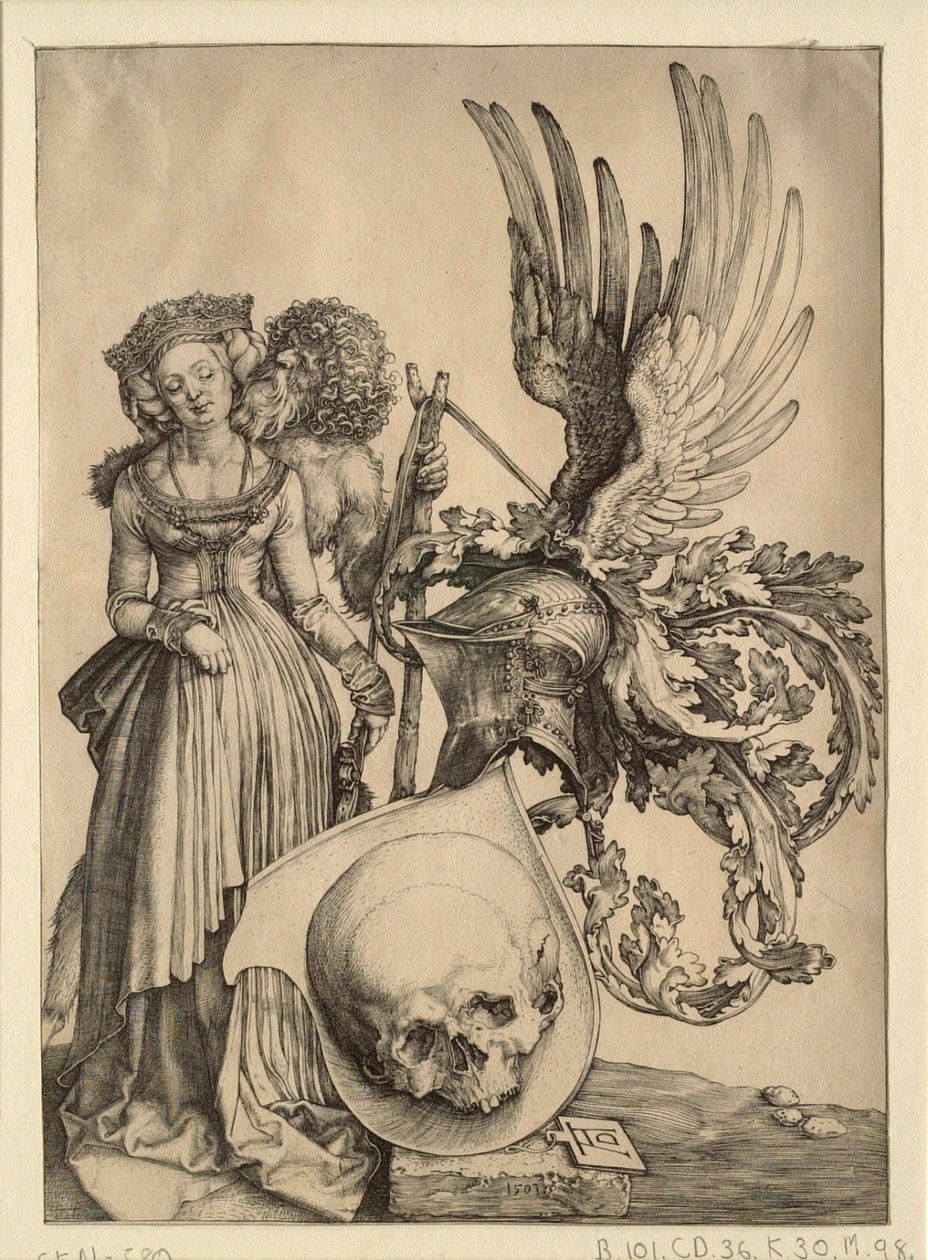 Escudo de armas con una calavera de Albrecht Dürer