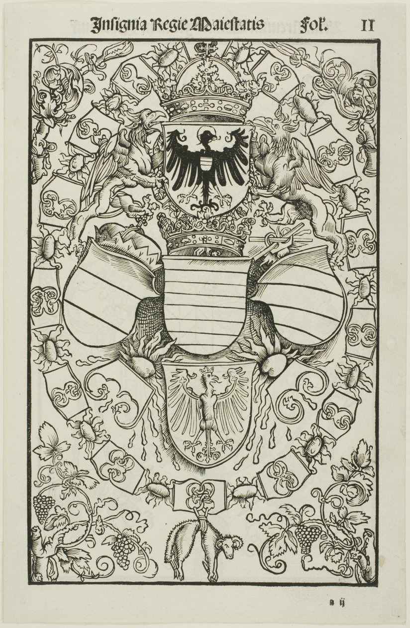 Escudo de Armas de Maximiliano I como Rey de los Romanos de Albrecht Dürer