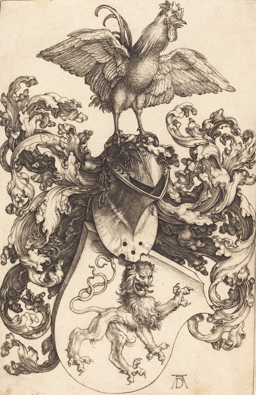 Escudo de Armas con un León y un Gallo de Albrecht Dürer