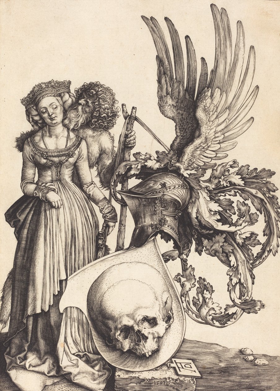 Escudo de armas con una calavera, 1503 de Albrecht Dürer