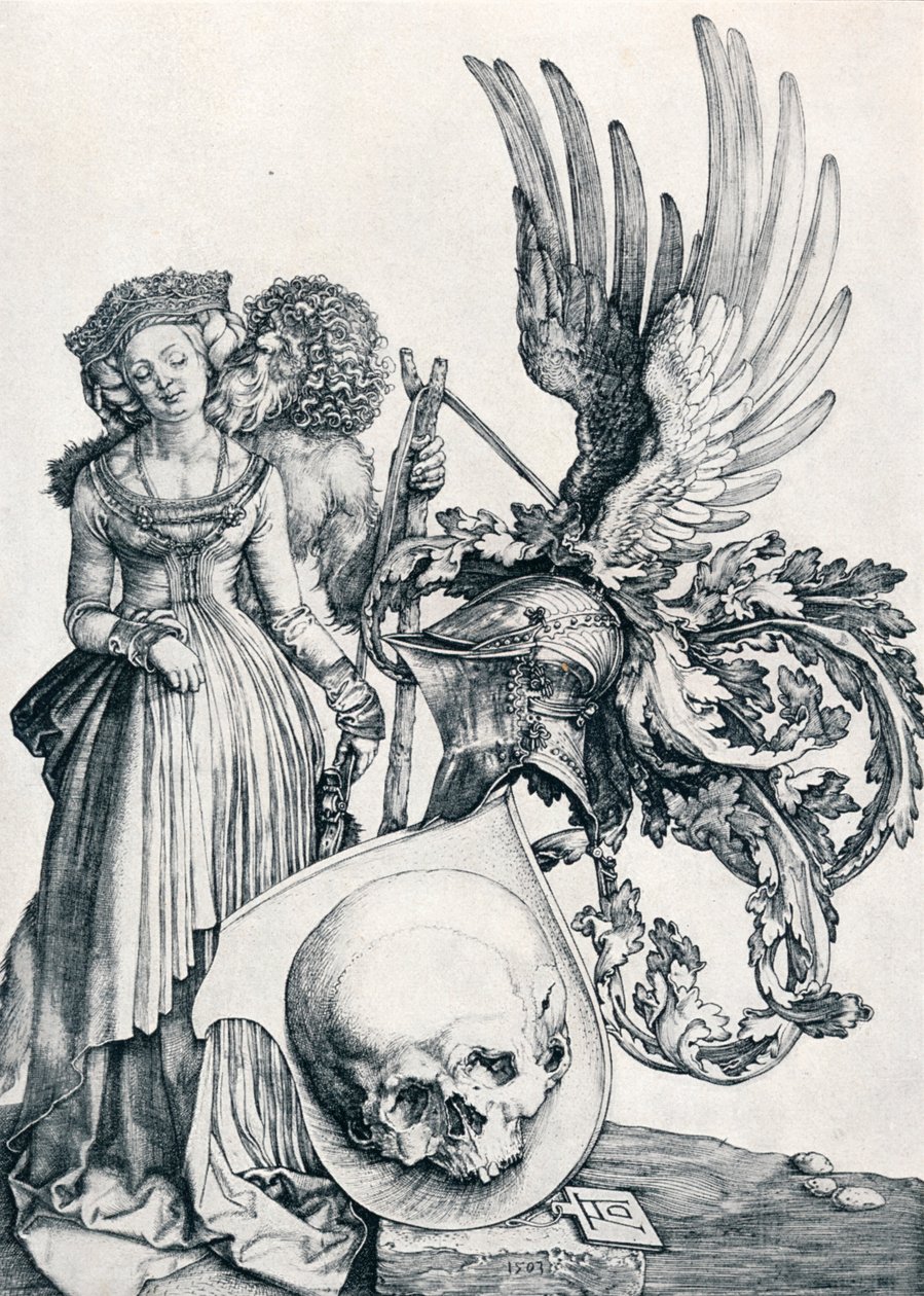 Escudo de armas con una calavera, 1503-1906 de Albrecht Dürer