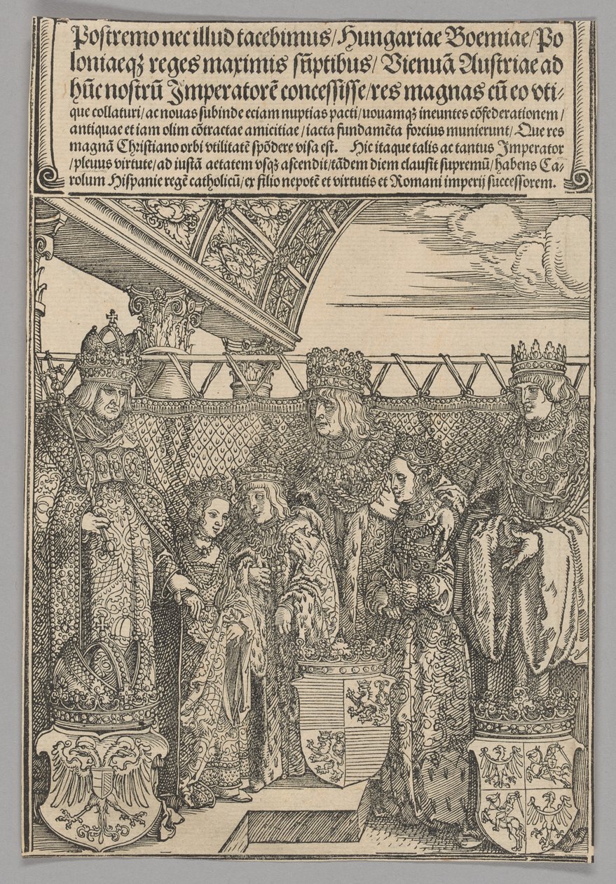 Congreso y doble compromiso en Viena, placa 23 de Escenas históricas de la vida del emperador Maximiliano I del Arco de Triunfo de Albrecht Dürer