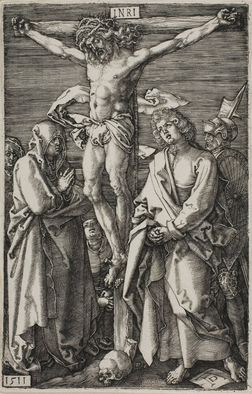 Crucifixión, de La Pasión grabada de Albrecht Dürer