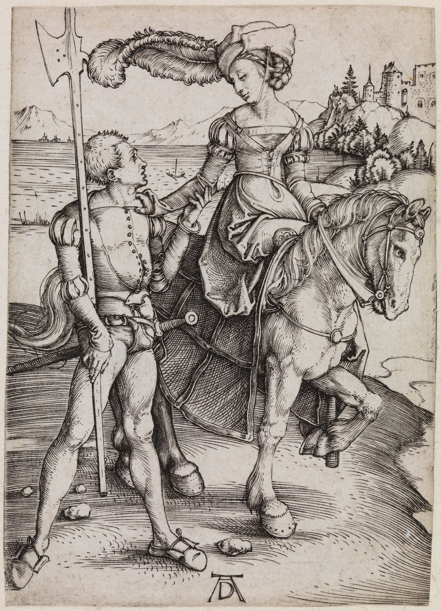 La señorita a caballo y el lansquenete de Albrecht Dürer