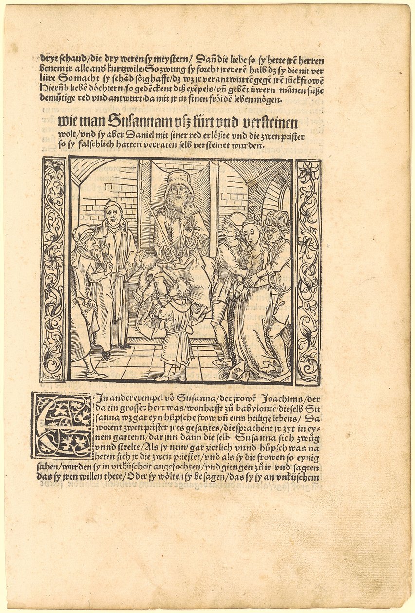 El niño Daniel desenmascara a los acusadores de Susana ante el tribunal de Albrecht Dürer