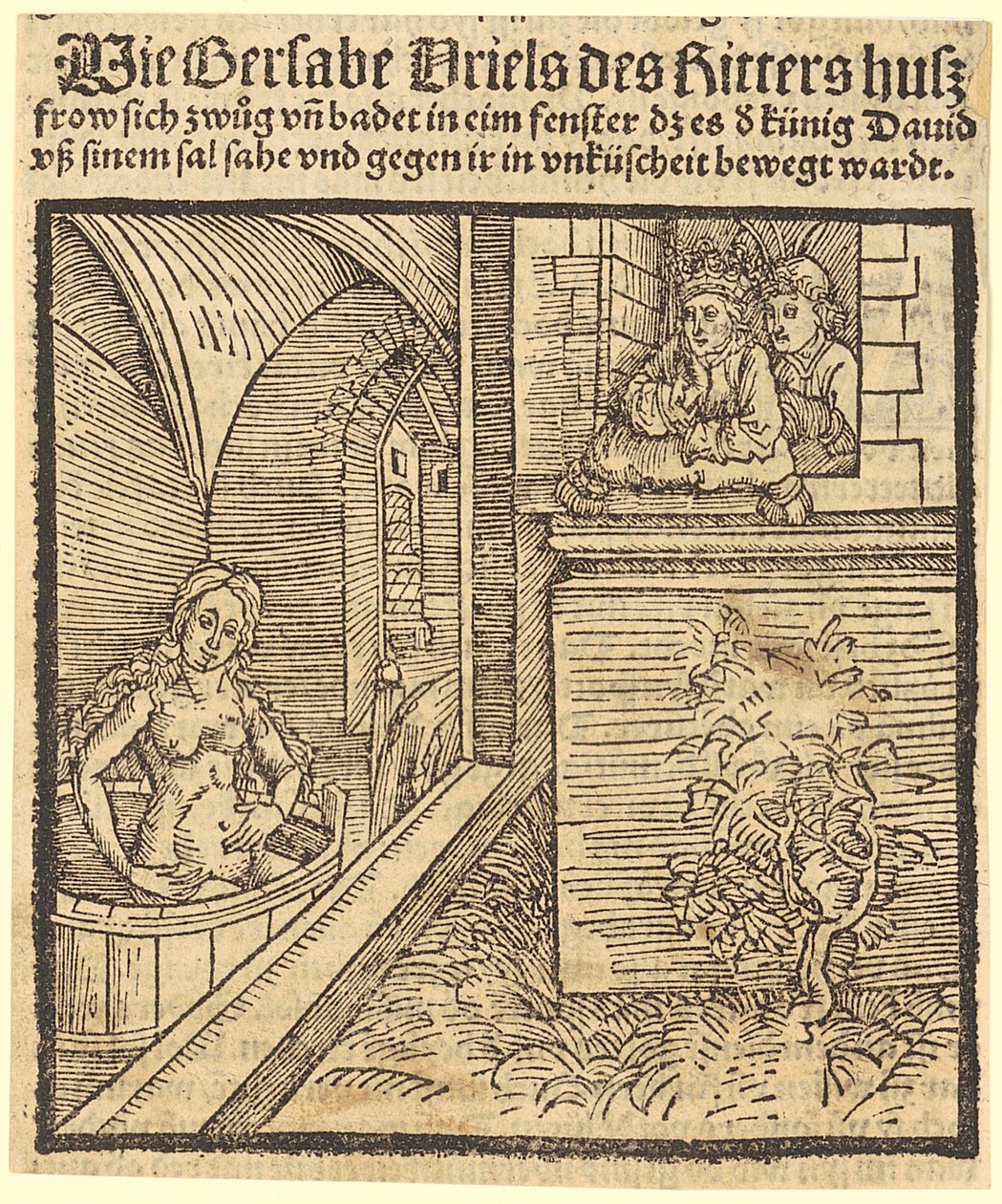David ve a Betsabé bañándose de Albrecht Dürer