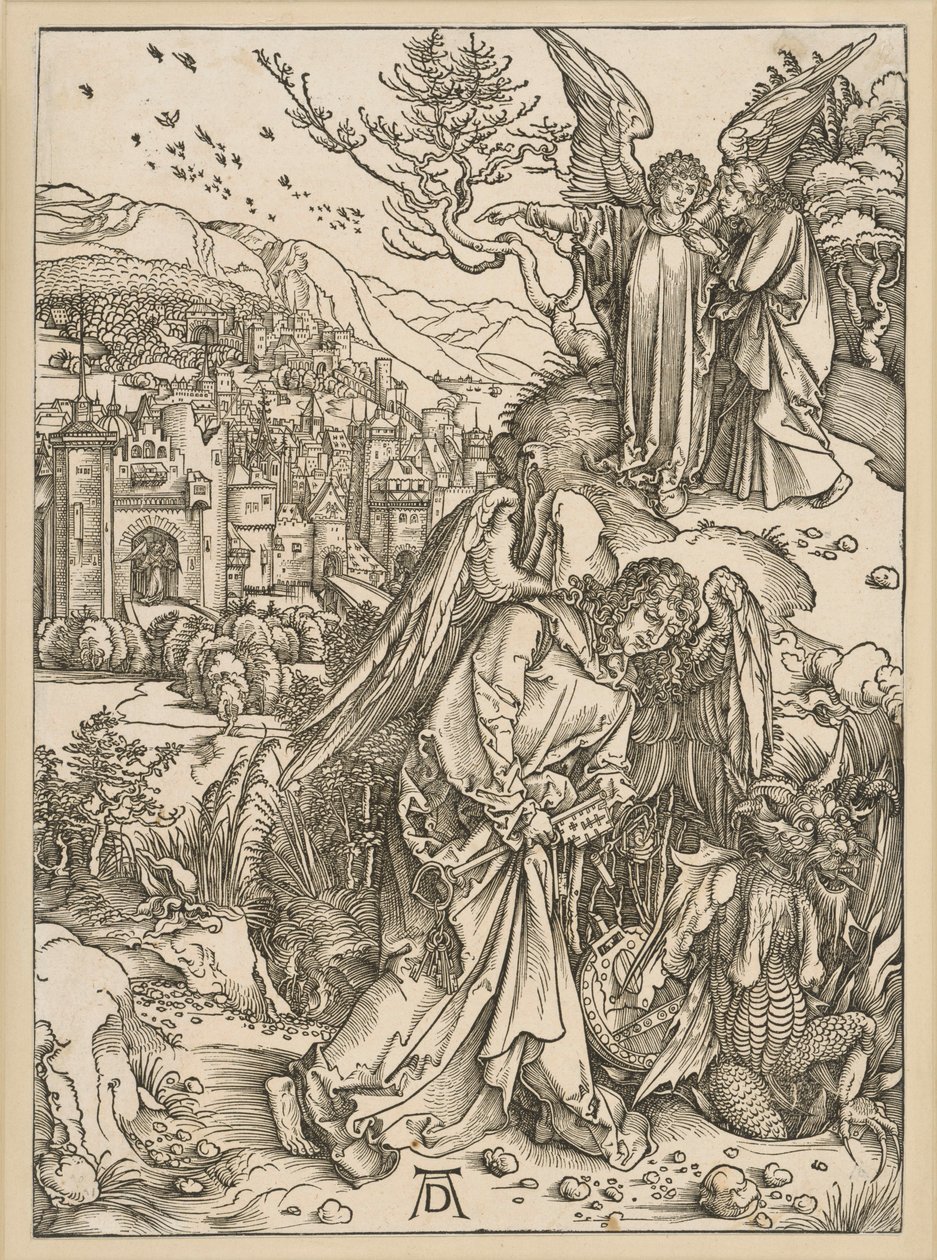 El ángel arroja al dragón al abismo y lo encierra (Apocalipsis) de Albrecht Dürer