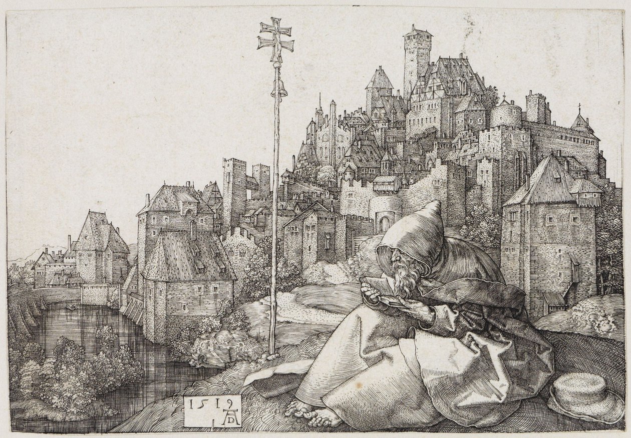 San Antonio ante la ciudad de Albrecht Dürer