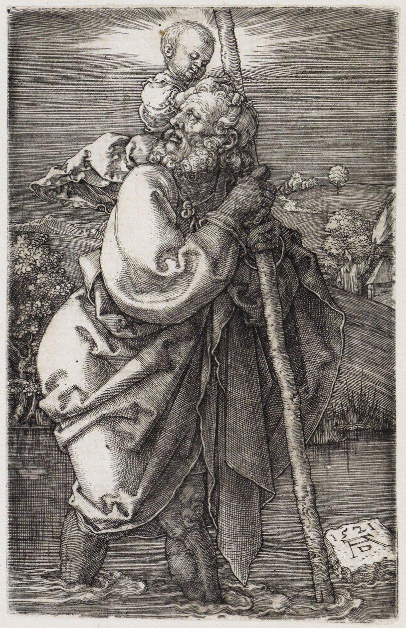San Cristóbal con la cabeza girada hacia atrás de Albrecht Dürer