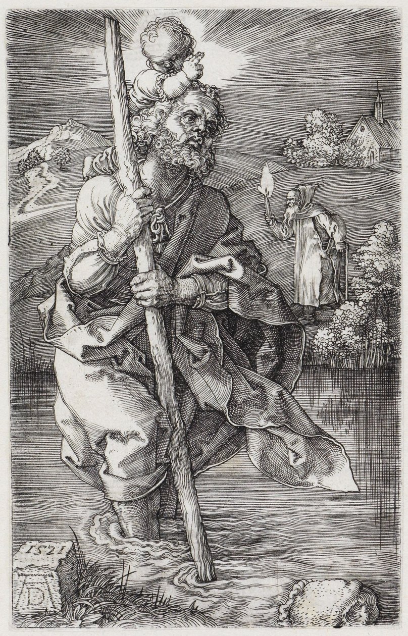 San Cristóbal, mirando hacia la derecha de Albrecht Dürer