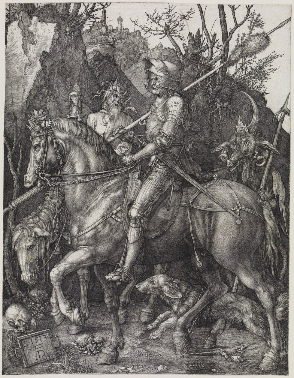 El jinete (El caballero, la Muerte y el Diablo) de Albrecht Dürer