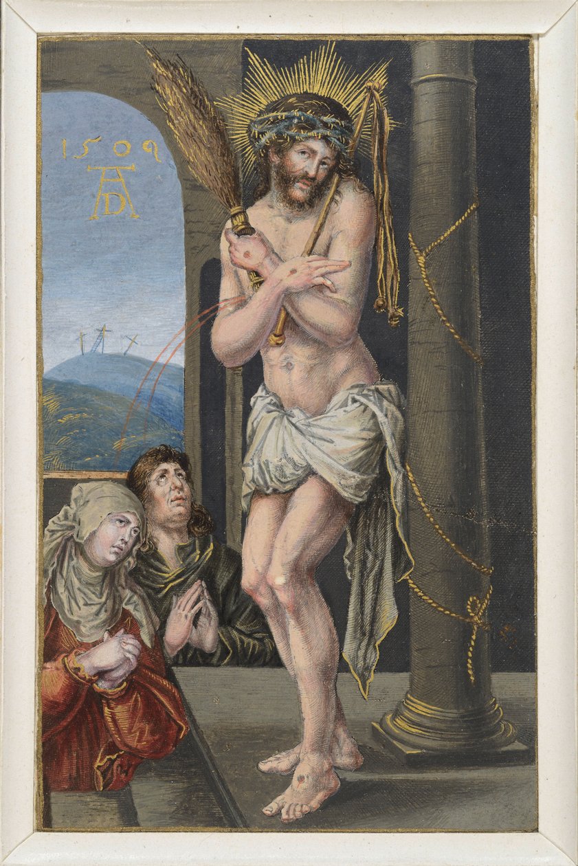 El Hombre de Dolor junto a la columna de la flagelación de Albrecht Dürer