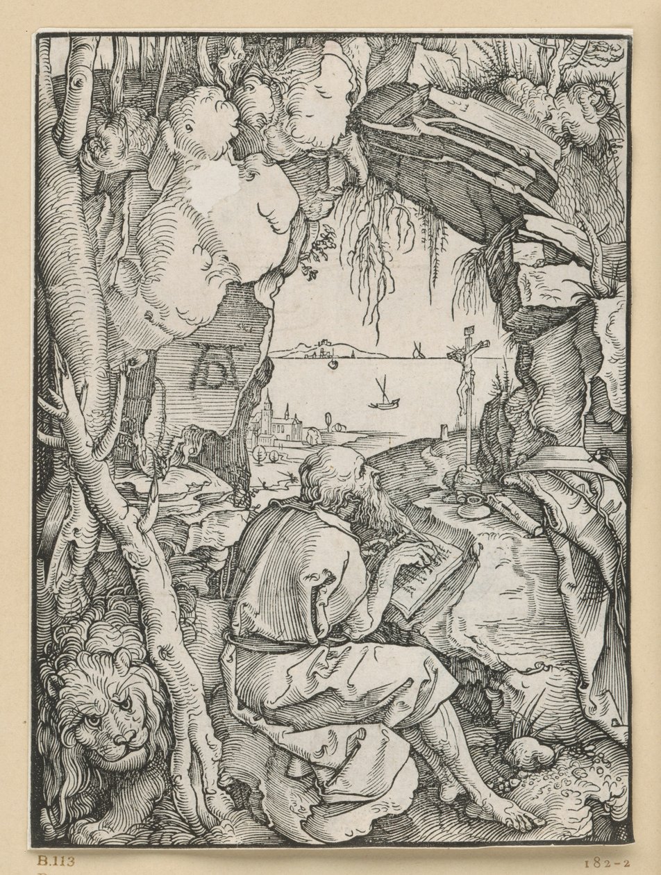 San Jerónimo en la gruta rocosa de Albrecht Dürer