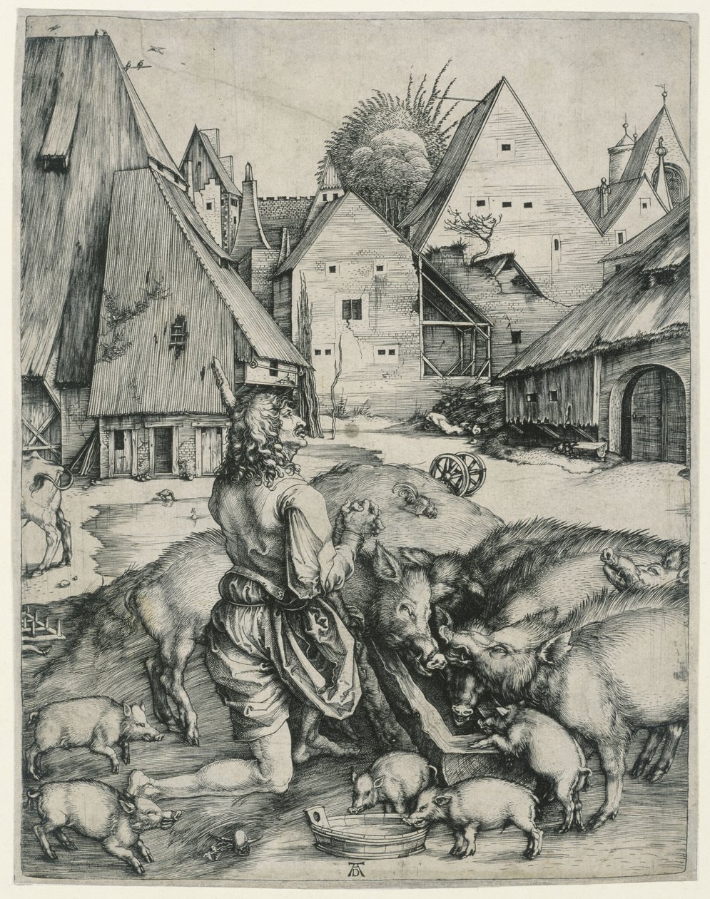 El hijo pródigo cuida de los cerdos de Albrecht Dürer