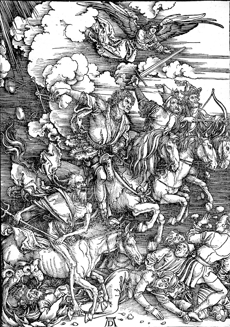 La revelación de Juan: 4. Los cuatro jinetes del Apocalipsis de Albrecht Dürer