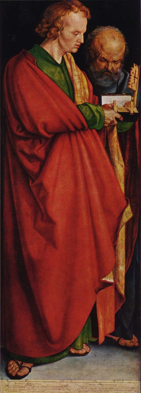 Los Cuatro Apóstoles, parte izquierda, escena: San Juan y San Pedro de Albrecht Dürer