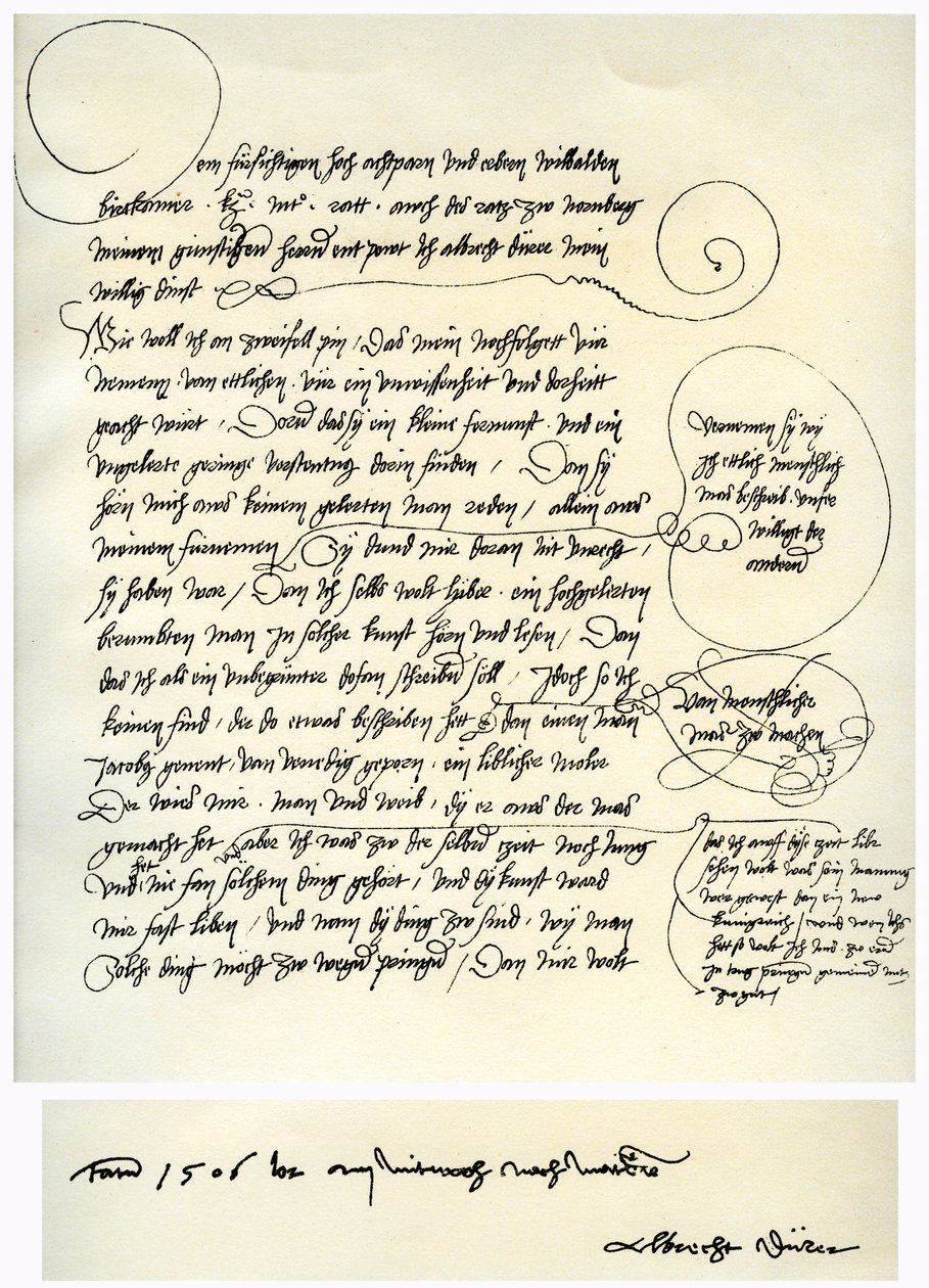 Borrador de la dedicatoria de Albrecht Durer a Bilibald Pirckheimer, c1523 de Albrecht Dürer
