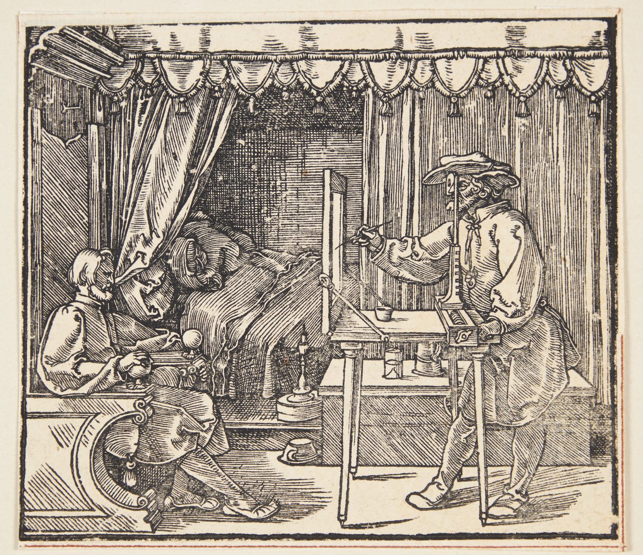 Dibujante haciendo un retrato de Albrecht Dürer