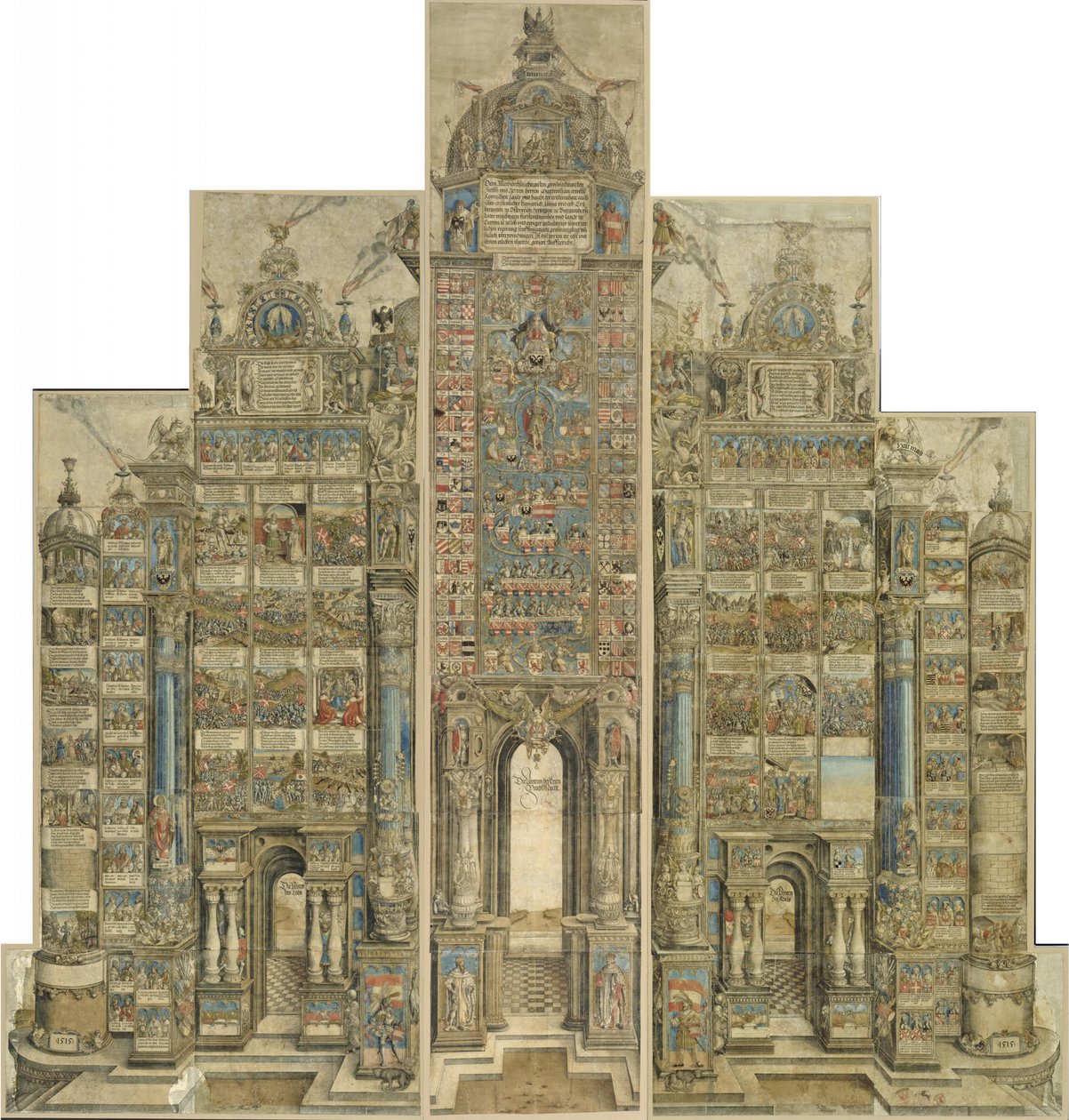 Arco triunfal para el emperador Maximiliano I, vista general de Albrecht Dürer