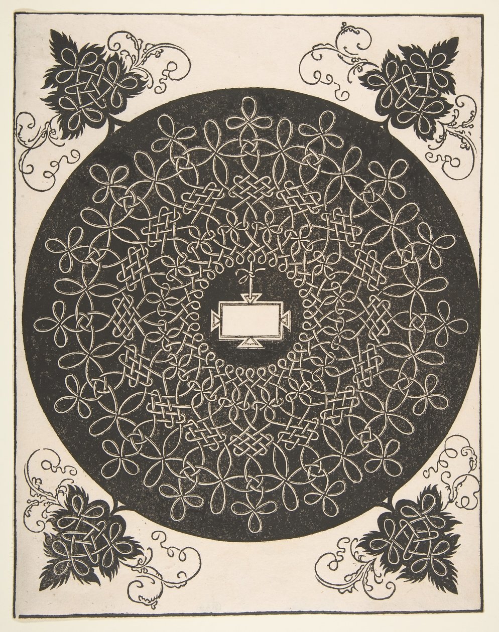 Patrón de bordado con un panel oblongo en su centro de Albrecht Dürer
