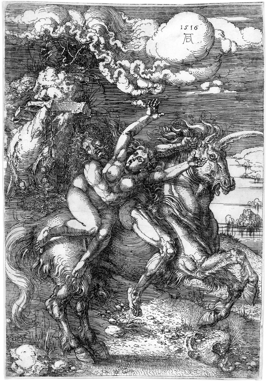 Rapto sobre el unicornio de Albrecht Dürer