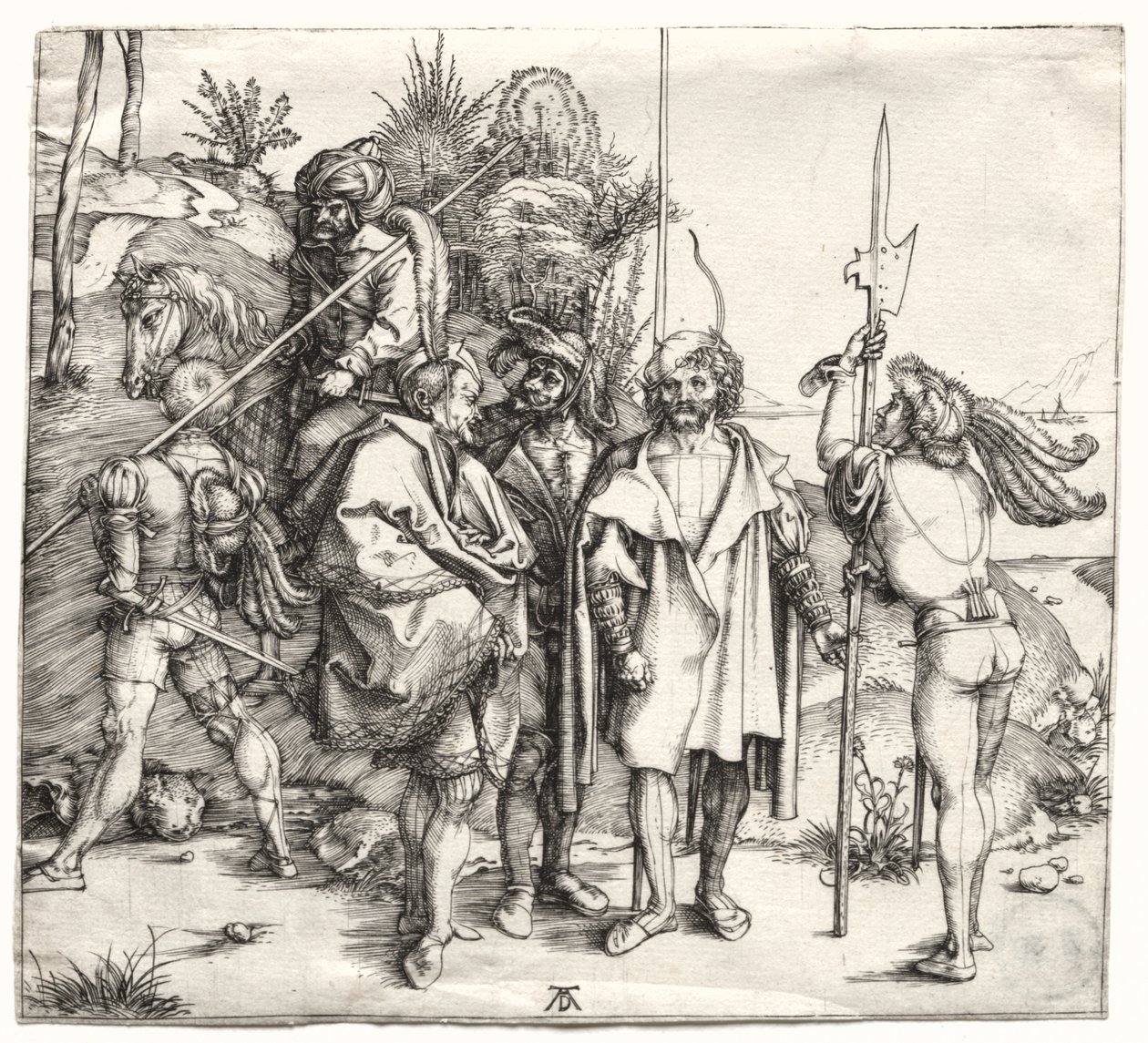 Cinco soldados y un turco a caballo de Albrecht Dürer