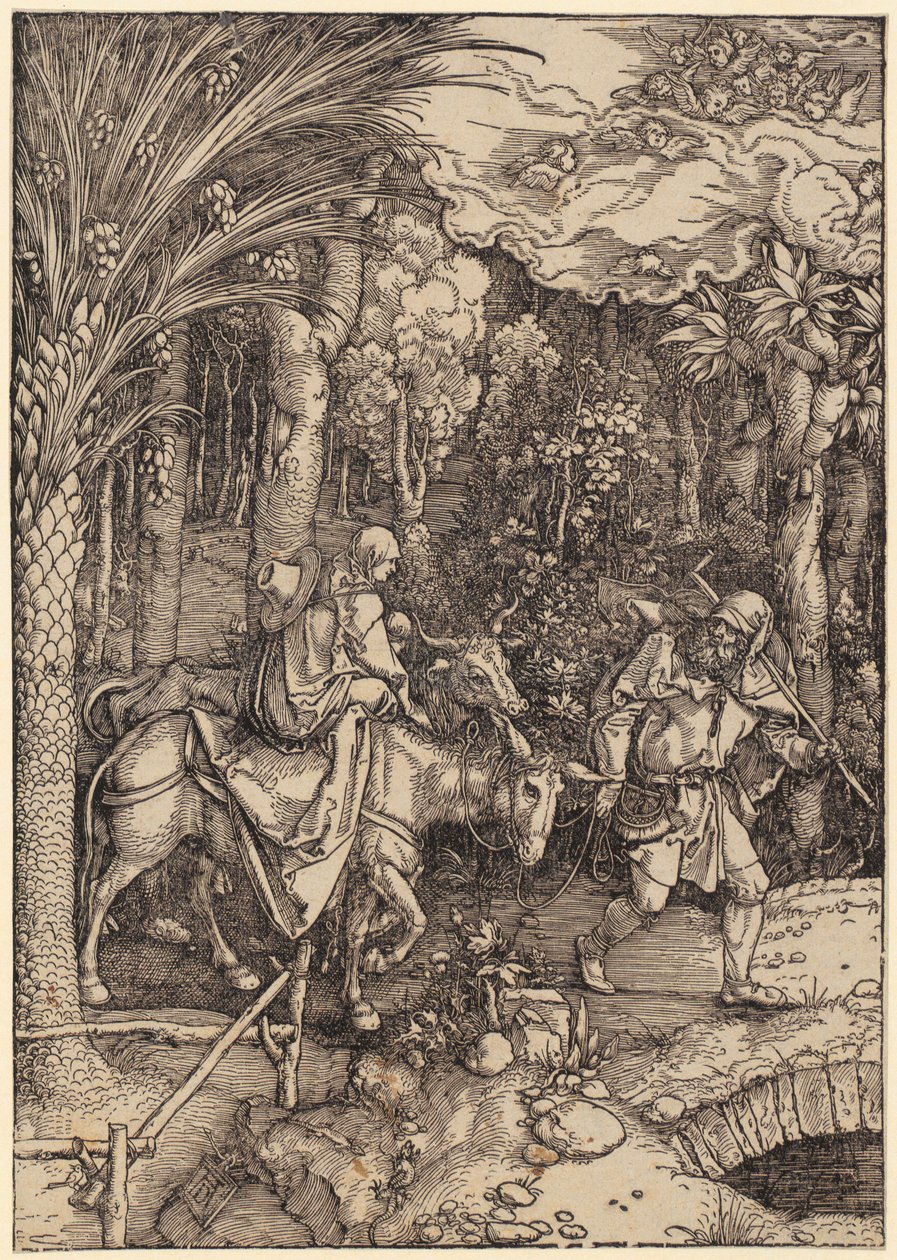 La huida a Egipto, lámina 14 de la serie «La vida de María» de Albrecht Dürer
