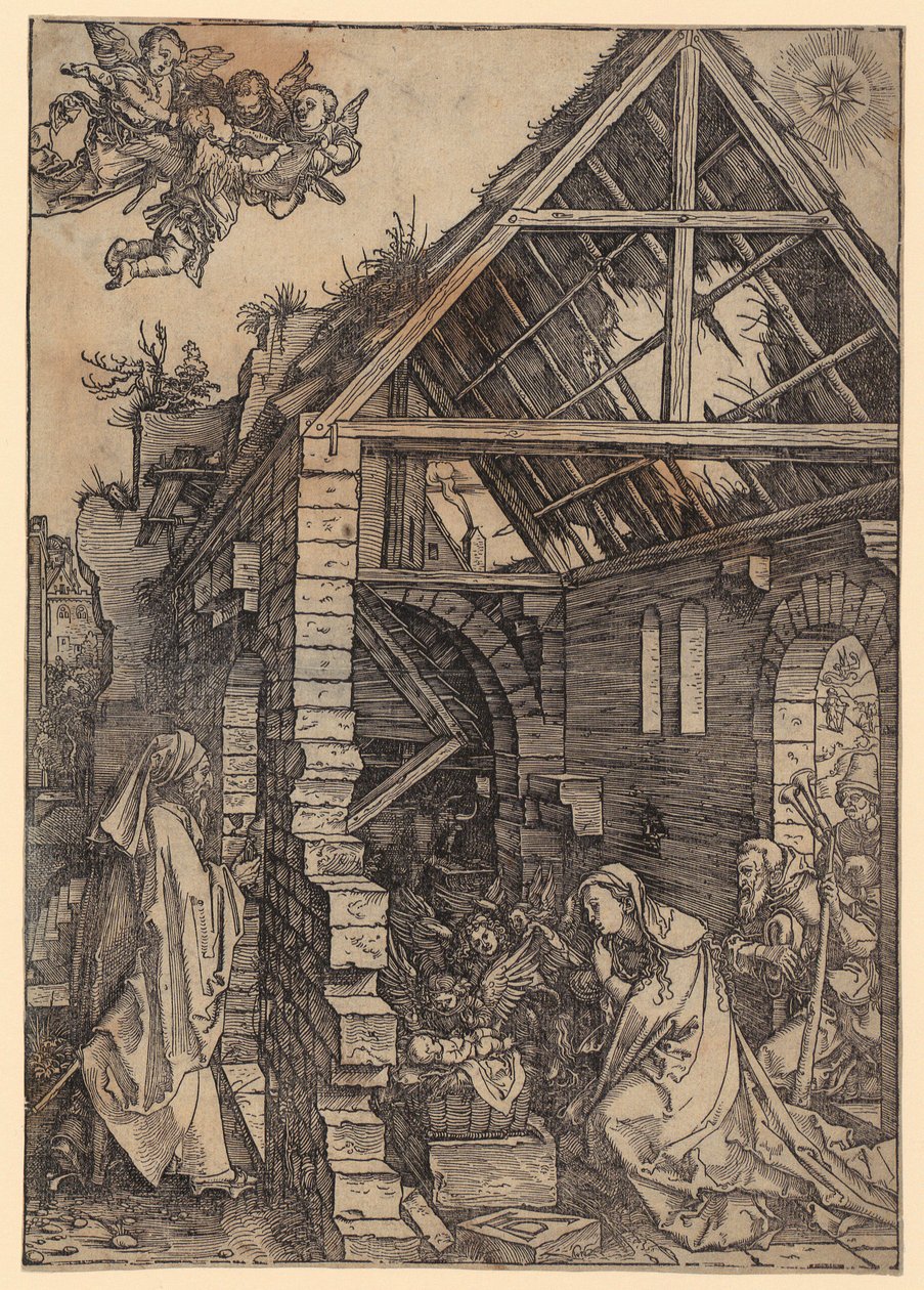 Nacimiento de Cristo, lámina 10 de la serie «La vida de la Virgen» de Albrecht Dürer