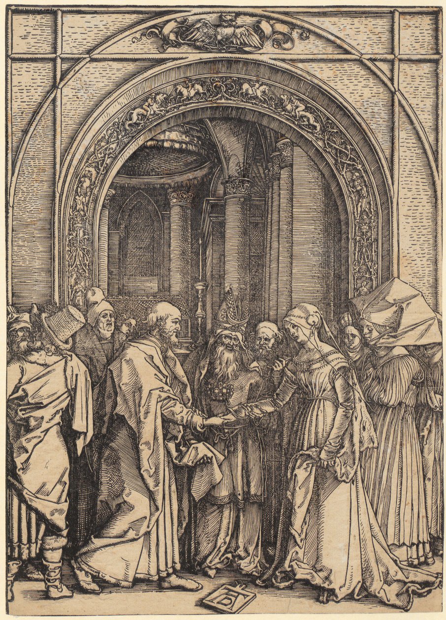 El nacimiento de María, lámina 5 de la serie «La vida de María» de Albrecht Dürer