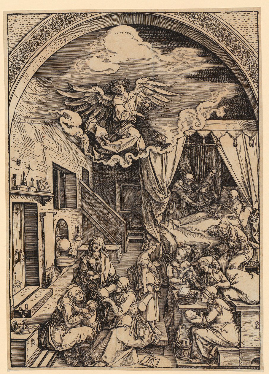 El nacimiento de María, lámina 5 de la serie «La vida de María» de Albrecht Dürer