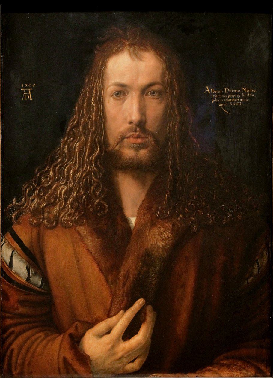 Alemán: Selbstbildnis im Pelzrock Autorretrato con bata de piel de Albrecht Dürer