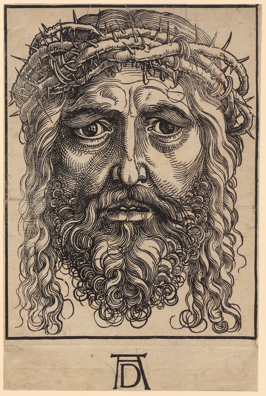 Gran cabeza de Cristo con corona de espinas de Albrecht Dürer