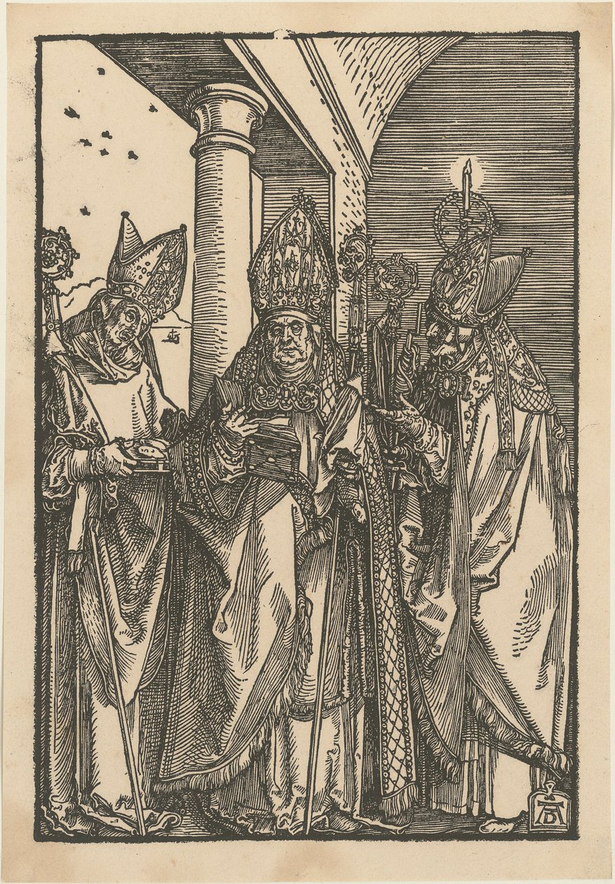 Los santos obispos Nicolás, Ulrico y Erasmo de Albrecht Dürer