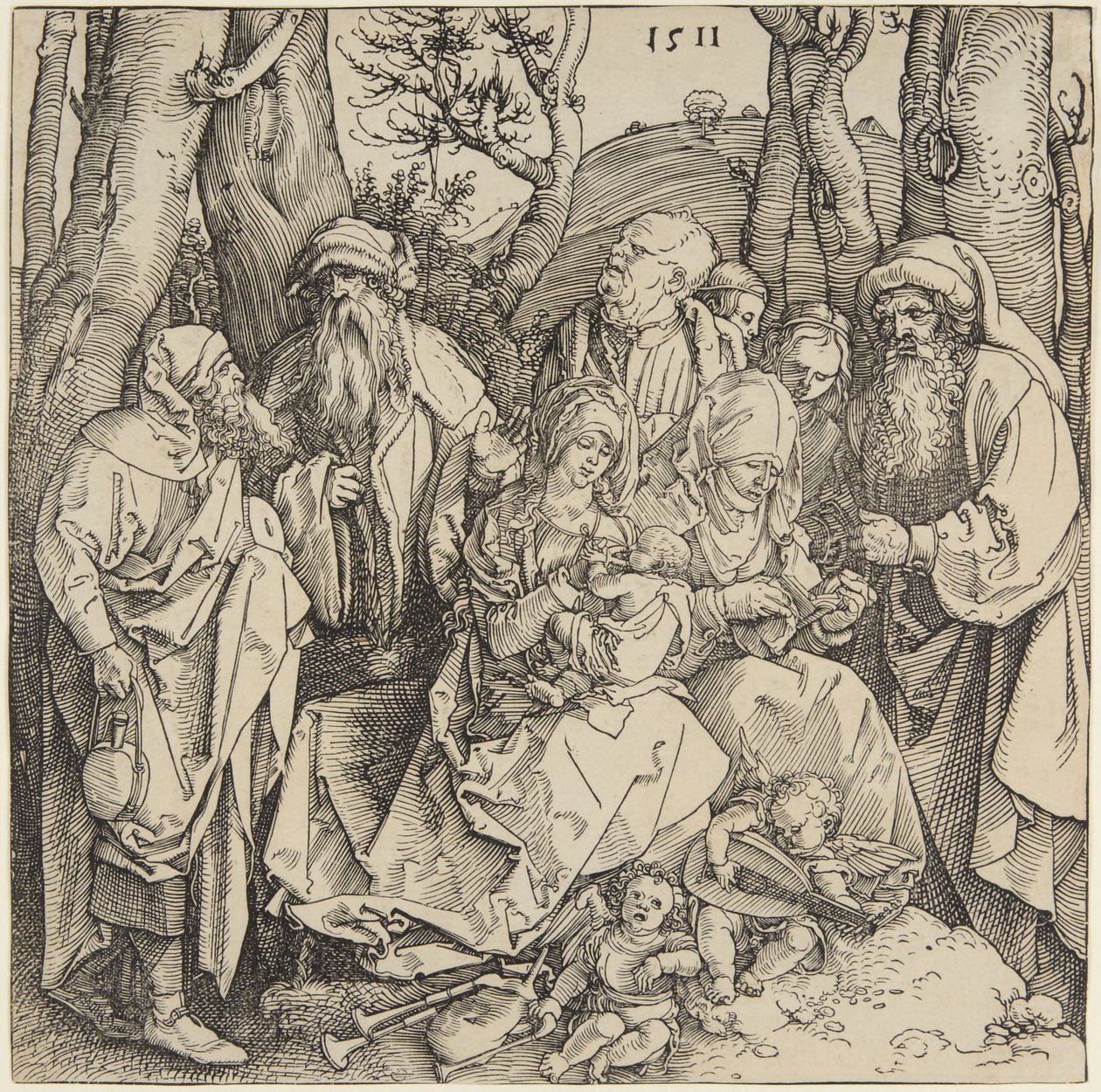 Parentesco sagrado con dos ángeles musicales de Albrecht Dürer