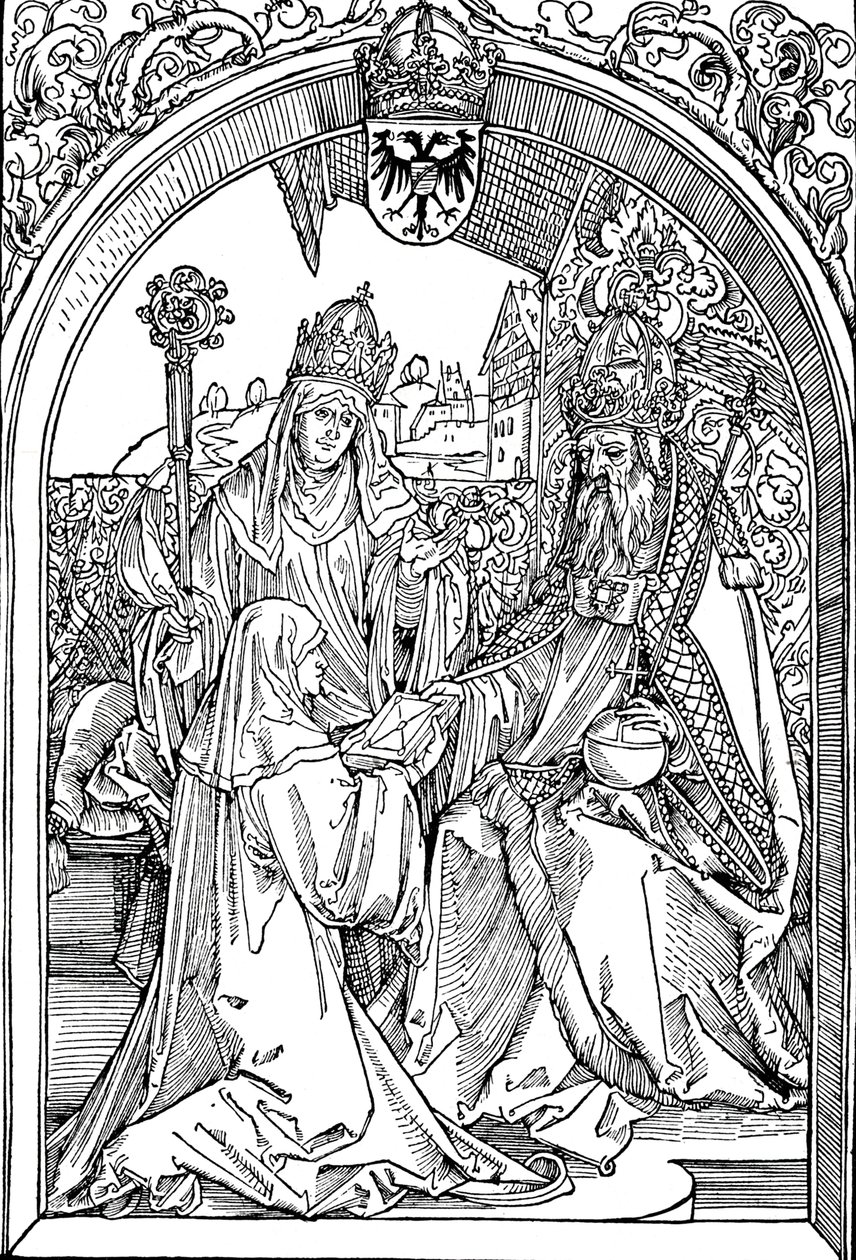 Hrotsvitha Presentando Su Libro al Emperador Otto I, 1501 1906 de Albrecht Dürer