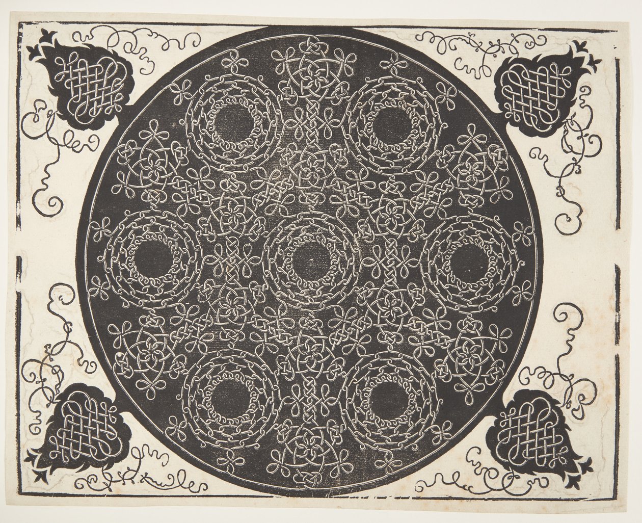 Patrón de cordón entrelazado con siete coronas de Albrecht Dürer