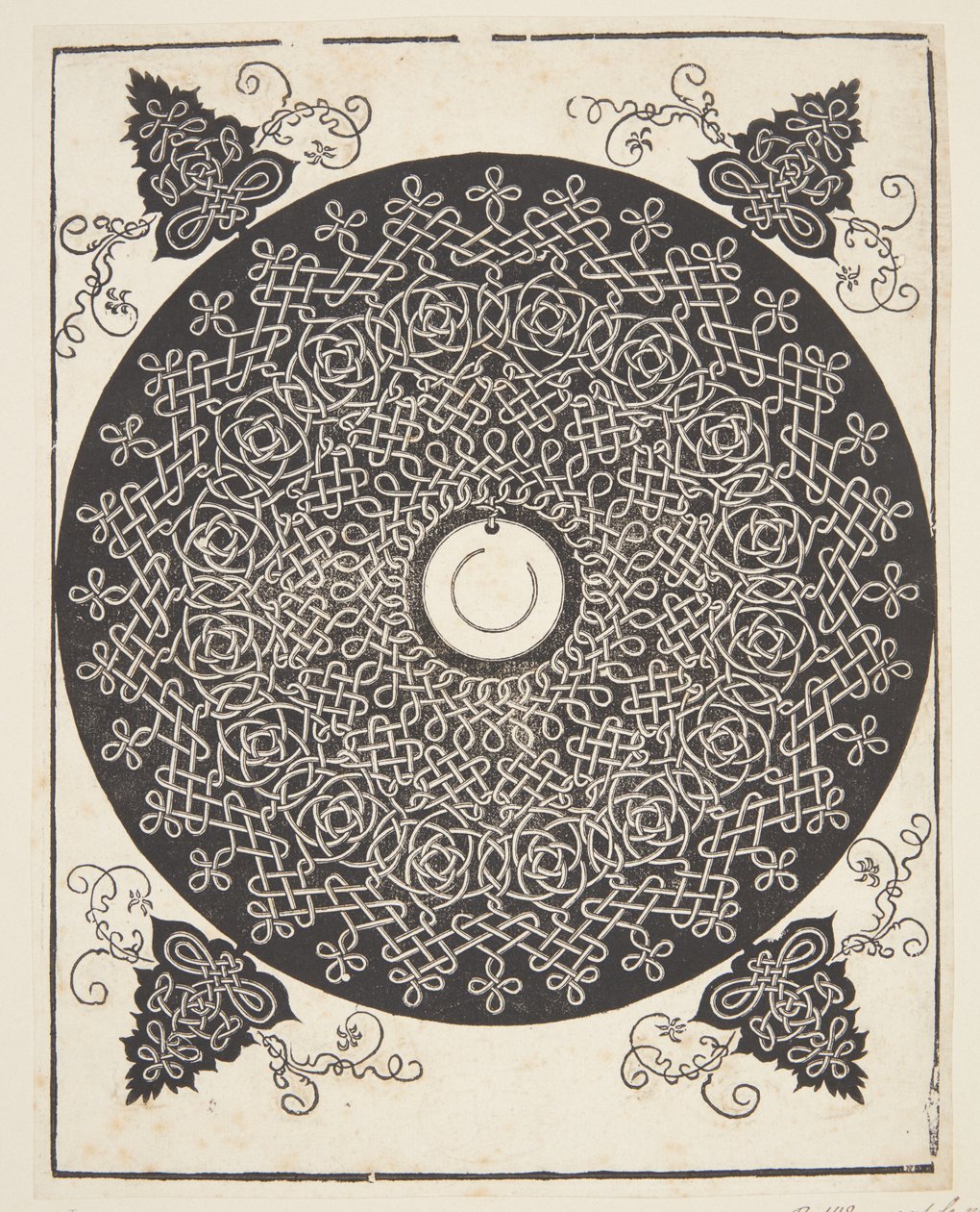 Patrón de cordón entrelazado con medallón blanco de Albrecht Dürer