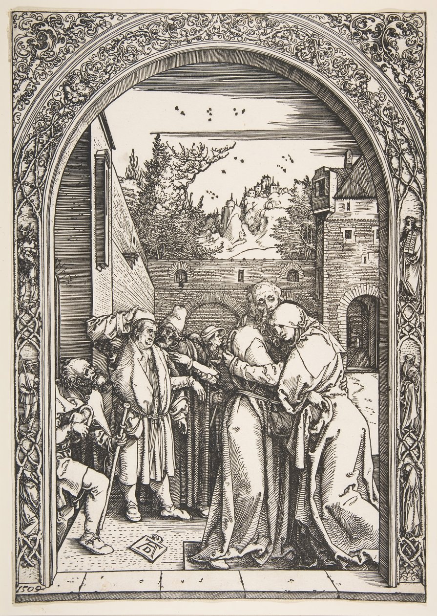 Joaquín y Ana en la Puerta Dorada, de La vida de la Virgen de Albrecht Dürer