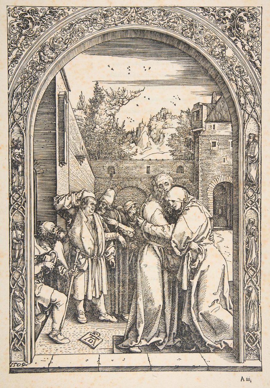 Joaquín y Ana en la Puerta Dorada, de La vida de la Virgen de Albrecht Dürer
