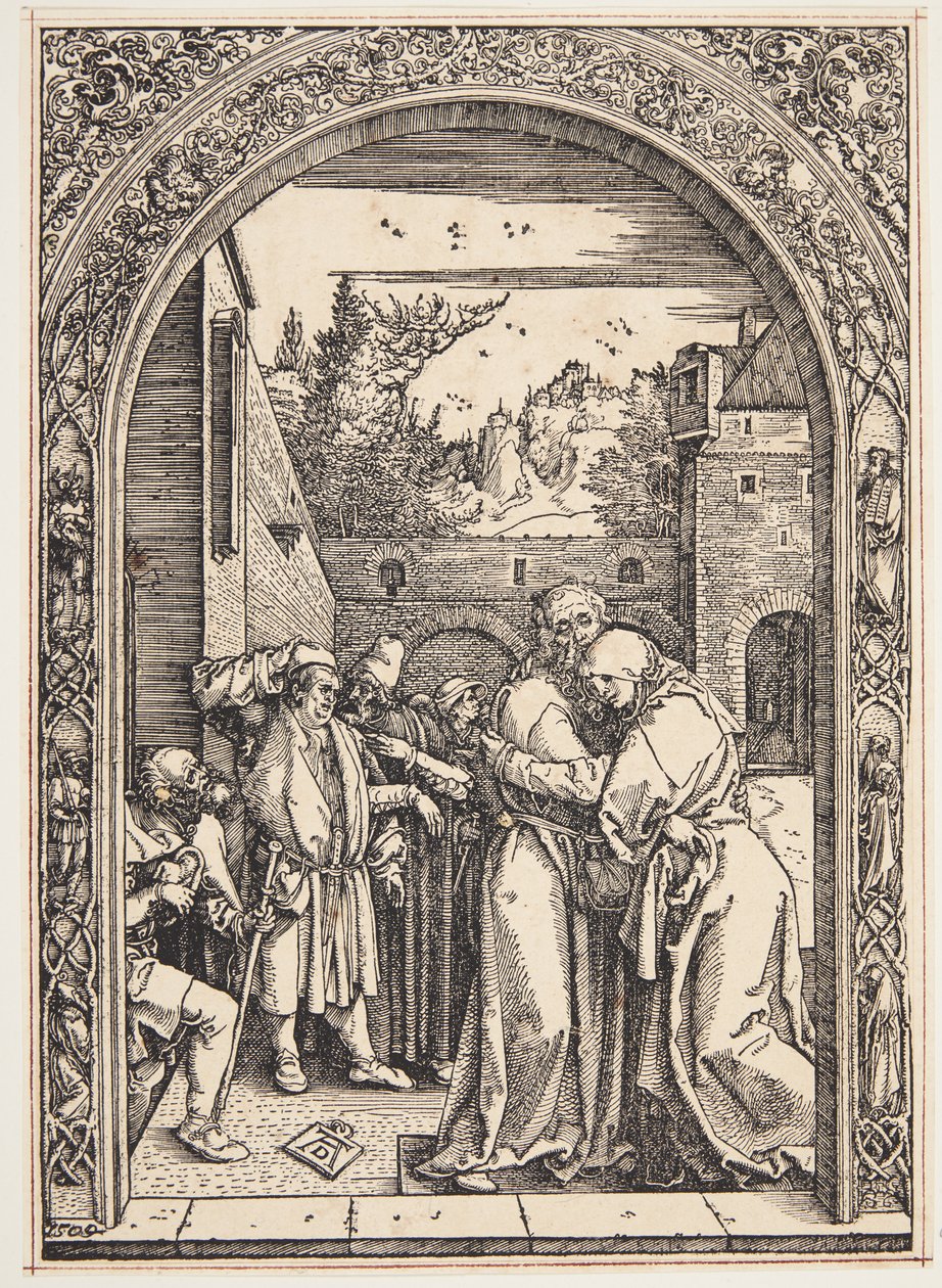 Joaquín y Santa Ana se encuentran en la Puerta Dorada de Albrecht Dürer