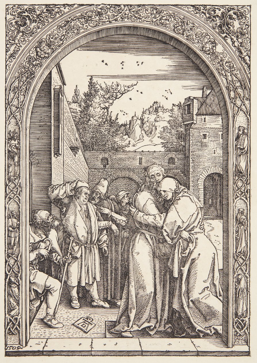 Joaquín y Santa Ana se encuentran en la Puerta Dorada de Albrecht Dürer