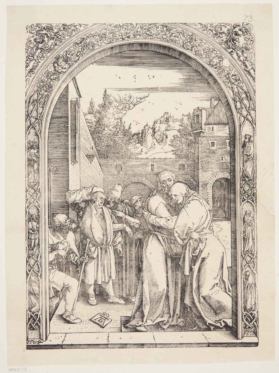 Joaquín y Santa Ana se encuentran en la Puerta Dorada de Albrecht Dürer